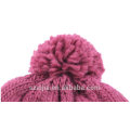 Ladies colorful acrylic knitted pom pom beanie hat